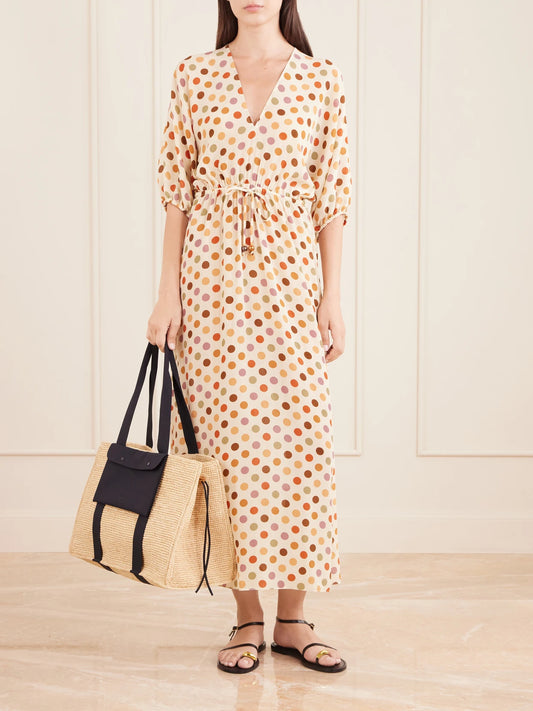 Image of Dresses. Product name - Unexpected Polka-dot Silk-muslin Coverup in Multi colour by brand - Eres