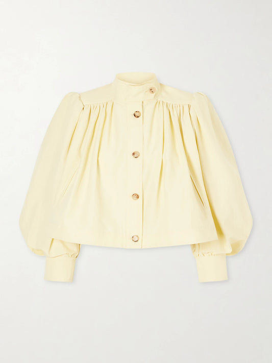 Gathered Cotton And Linen-blend Jacket
