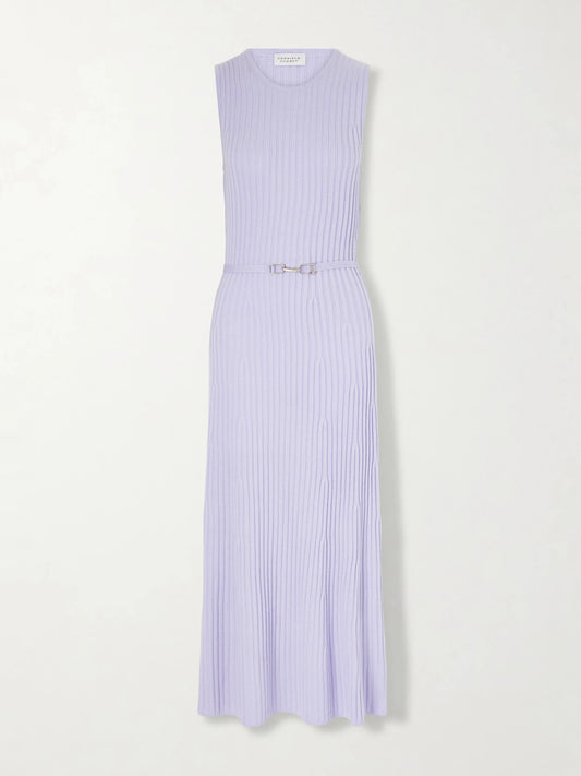 Meier Belted Ribbed Wool And Cashmere-blend Midi Dress