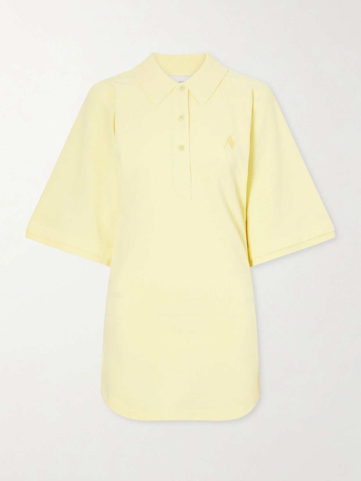Image of Dresses. Product name - Logo-embroidered Cotton-piqué Mini Dress in Yellow colour by brand - The Attico