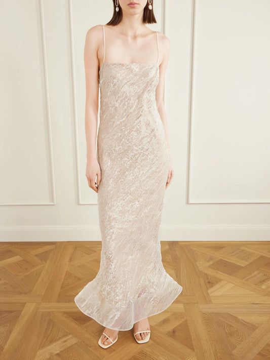 Image of Dresses. Product name - Noemi Organza Gown in Off-white colour by brand - Danielle Frankel