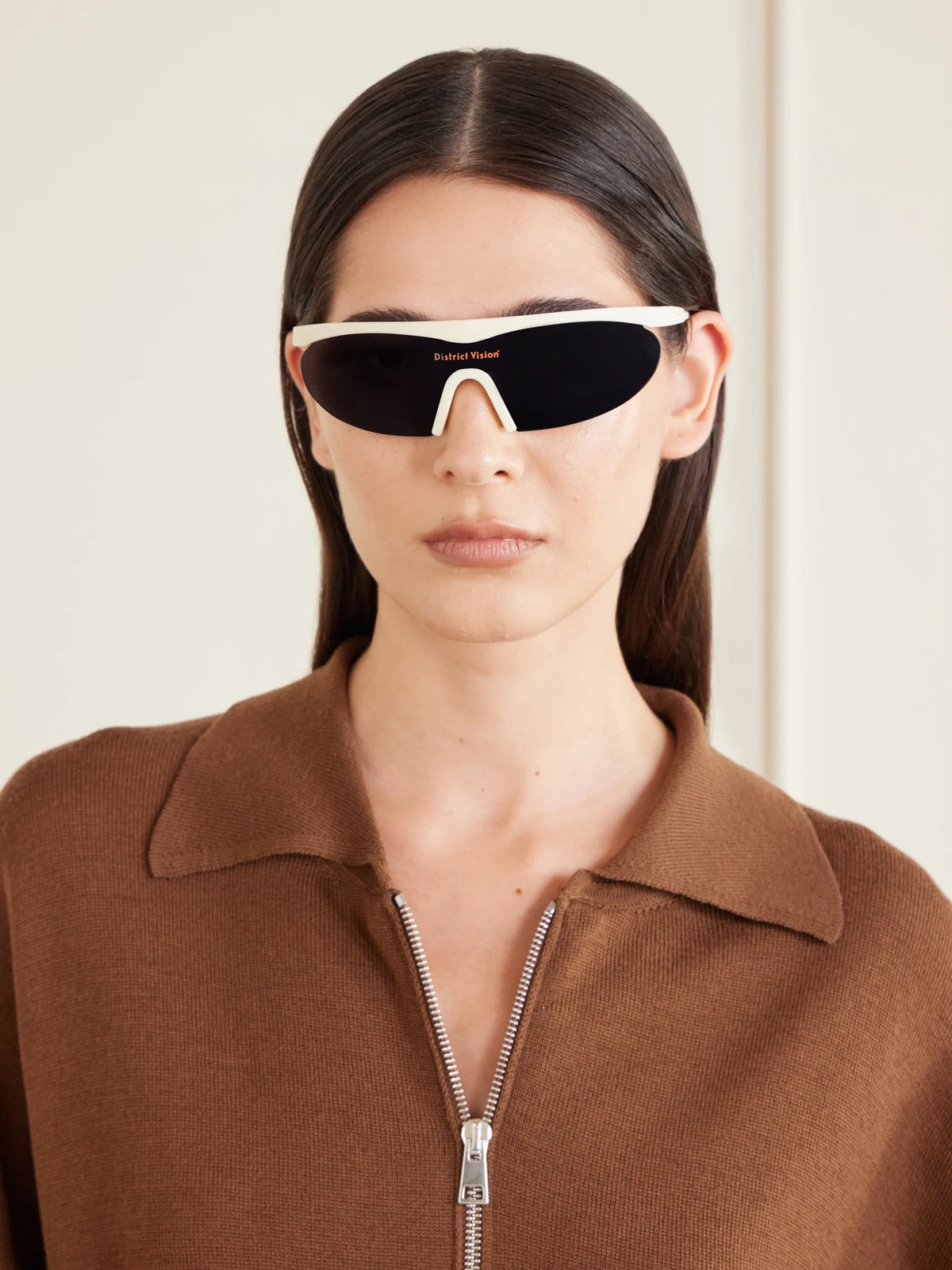 Image of Accessories. Product name - Koharu Semi-rimless D-frame Polycarbonate Sunglasses in Pastel yellow colour by brand - District Vision