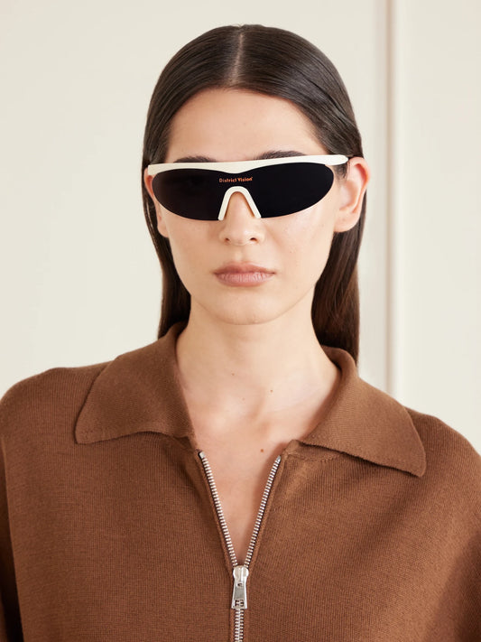 Image of Accessories. Product name - Koharu Semi-rimless D-frame Polycarbonate Sunglasses in Pastel yellow colour by brand - District Vision