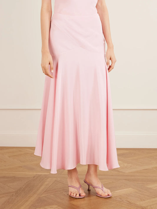 Draped Silk-crepe Midi Skirt
