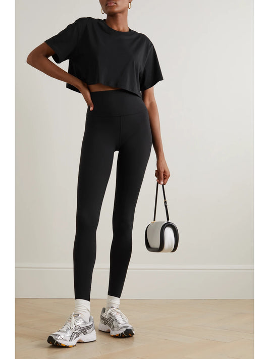 Image of T-Shirts. Product name - All Yours Cropped Pima Cotton T-shirt in Black colour by brand - lululemon