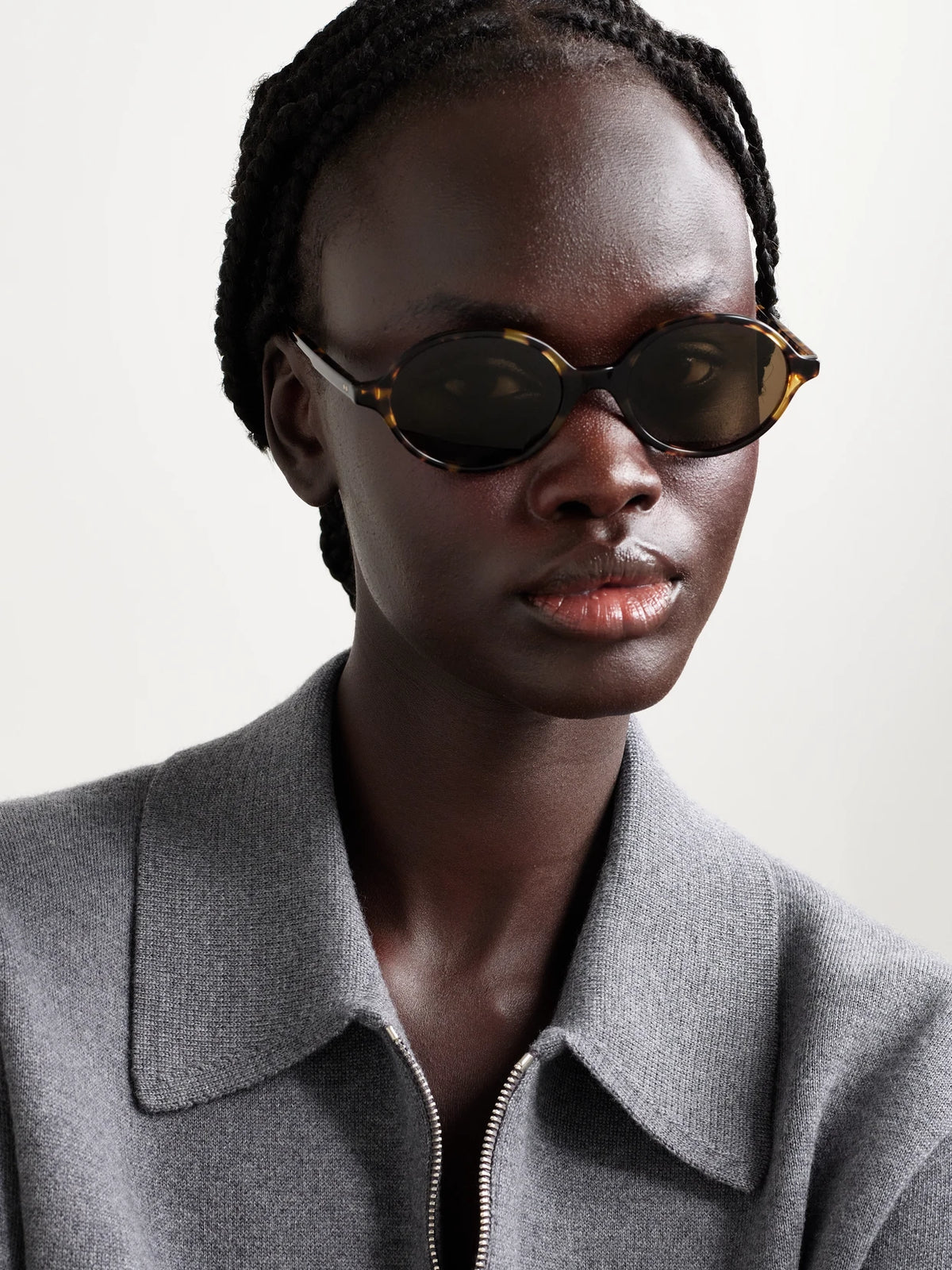Image of Sunglasses. Product name - + Khaite 1989c Round-frame Tortoiseshell Acetate Sunglasses in Multi colour by brand - Oliver Peoples