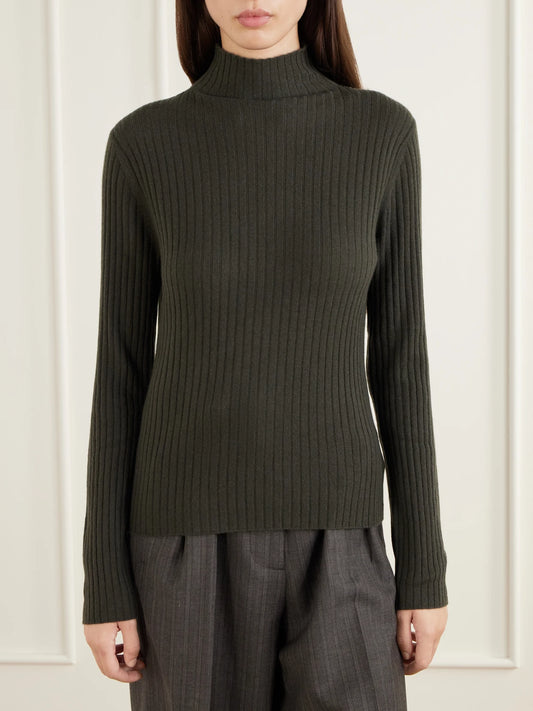 Arch4 Ariana Ribbed Organic Cashmere Turtleneck Sweater