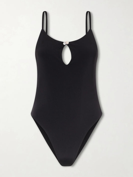 Pearl Embellished Ribbed Swimsuit