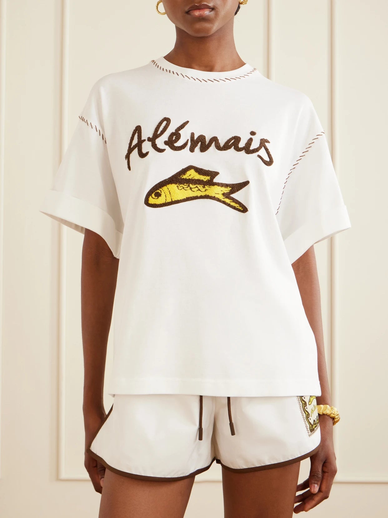 Scuba Embroidered Cotton-jersey T-shirt