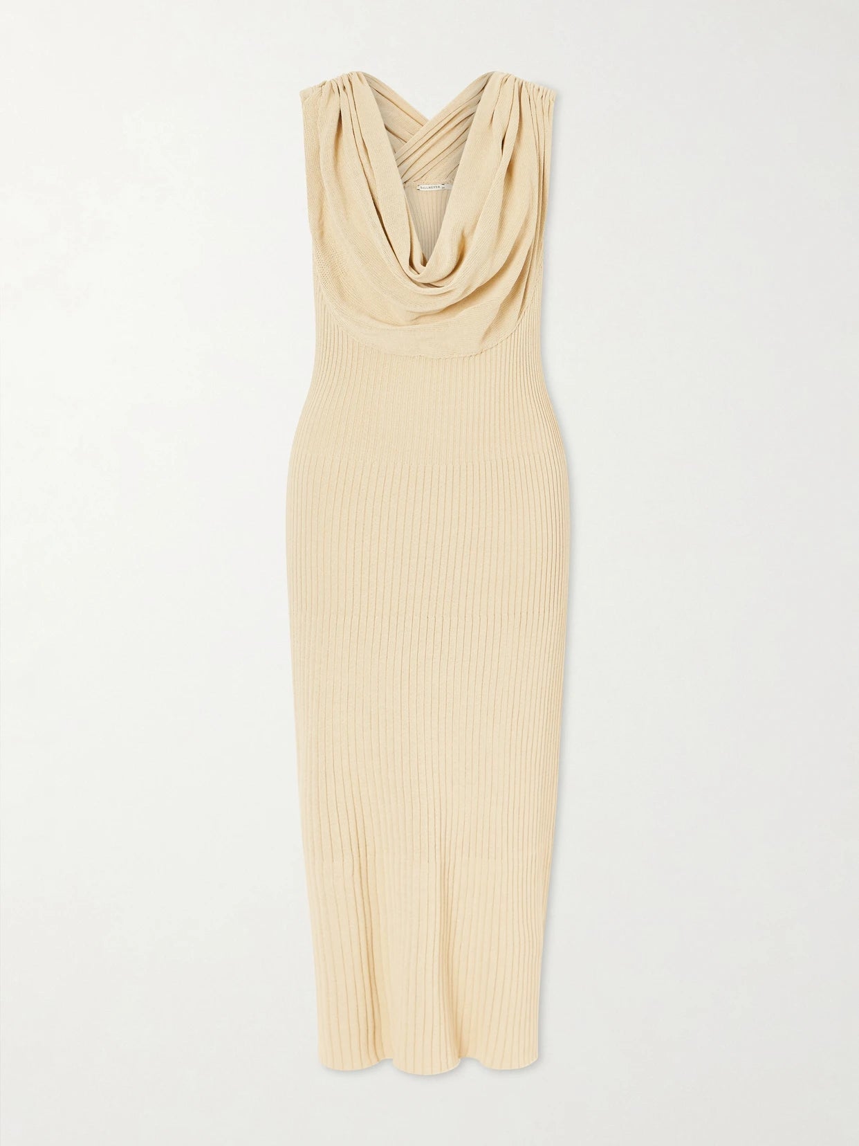 Image of Dresses. Product name - Ribbed-knit Cotton-blend Midi Dress in Beige colour by brand - KALLMEYER