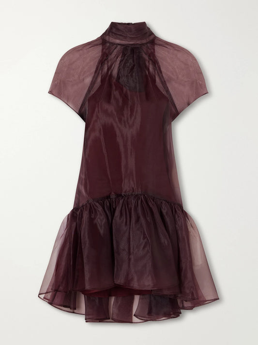 SIMKHAI Bow-detailed Organza Mini Dress