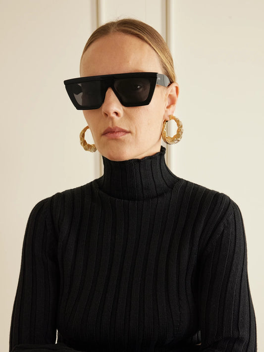 Image of Sunglasses. Product name - D-frame Acetate Sunglasses in Black colour by brand - Alaïa