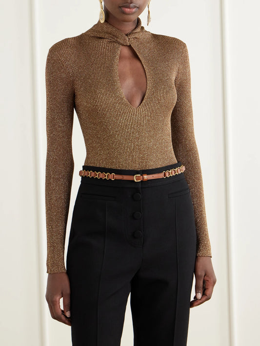 Valentino Garavani Knotted Lurex Bodysuit