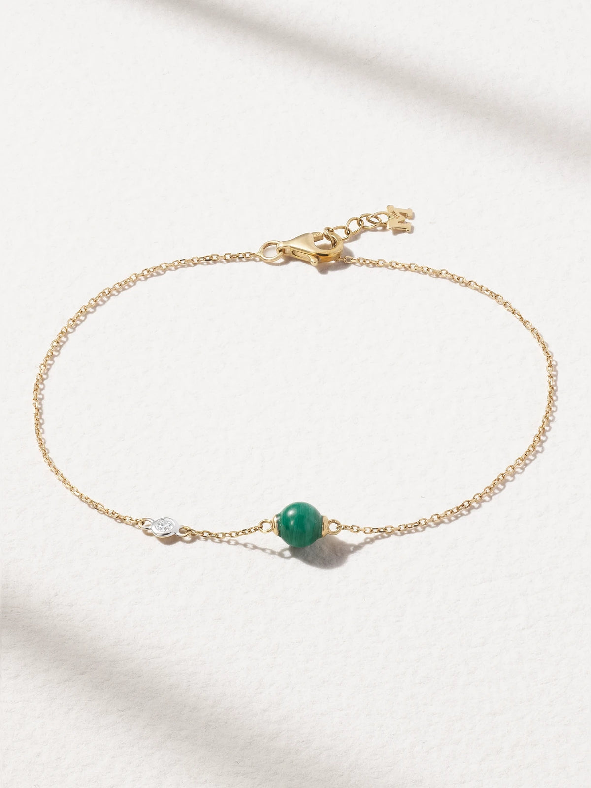 Dot 14-karat Gold, Malachite And Diamond Bracelet
