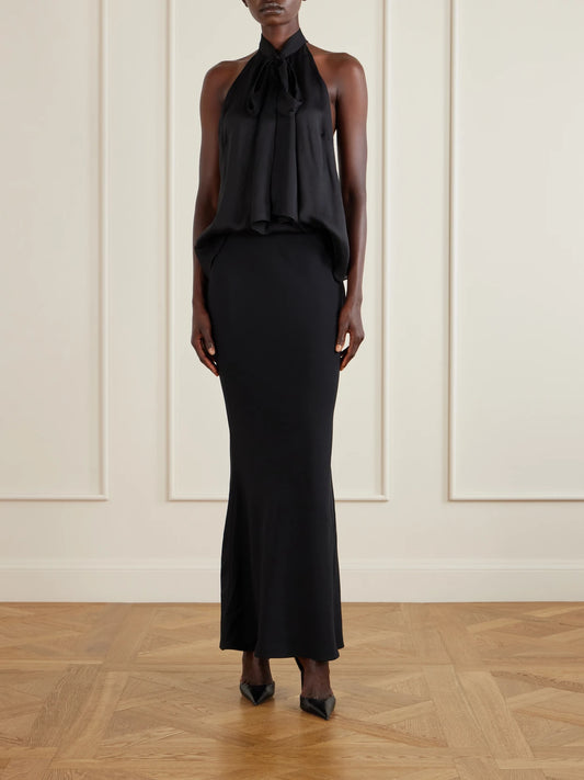Monogram-printed Halterneck Silk-chiffon Tank