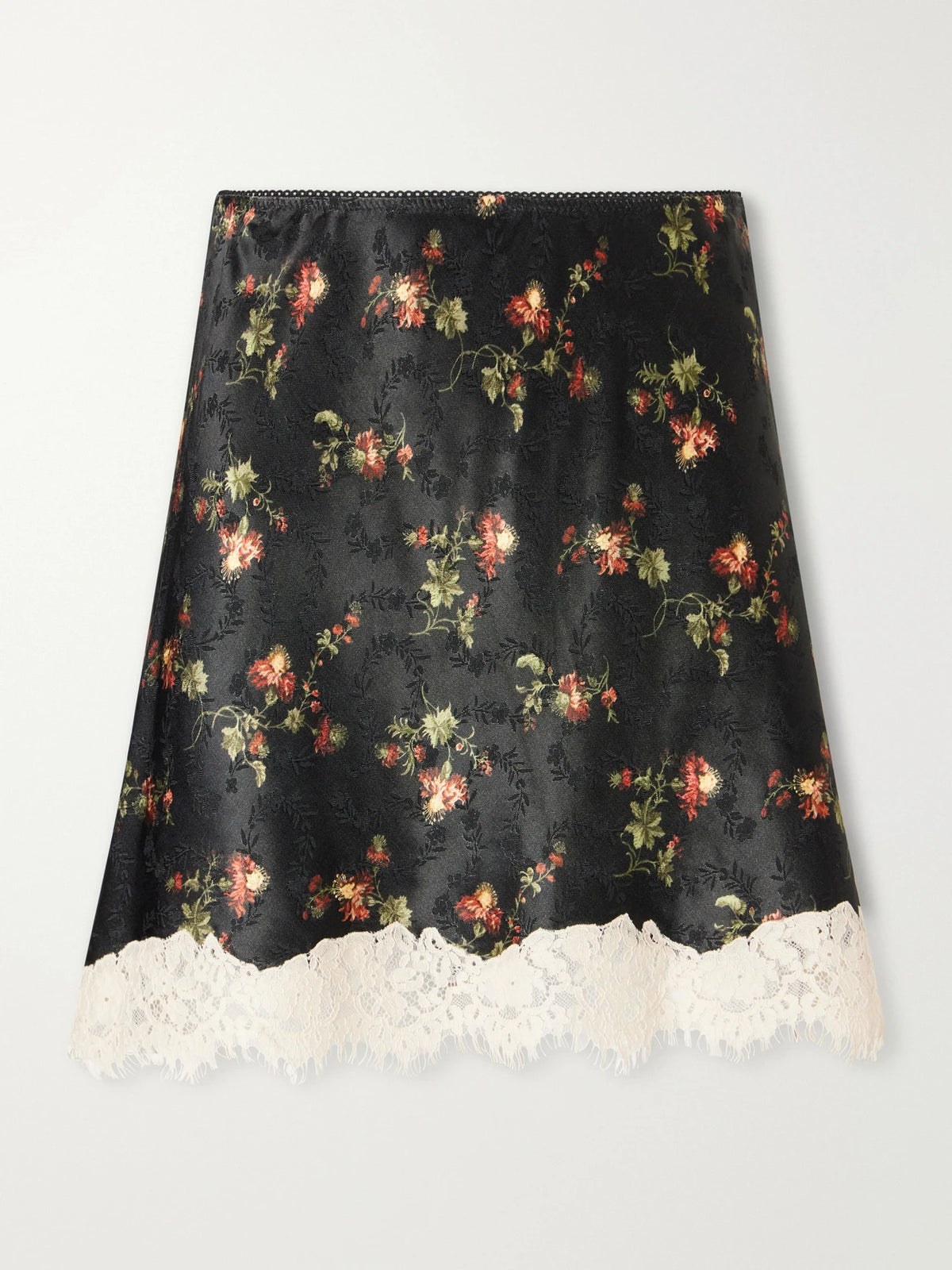 DÔEN Giulietta Lace-trimmed Floral-jacquard Mini Skirt