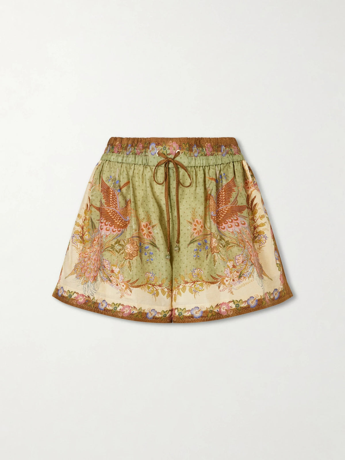 Zimmermann Indra Printed Silk-satin Drawstring Shorts