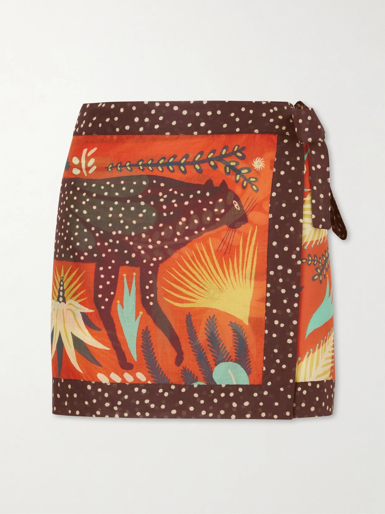 Printed Cotton-voile Mini Wrap Skirt