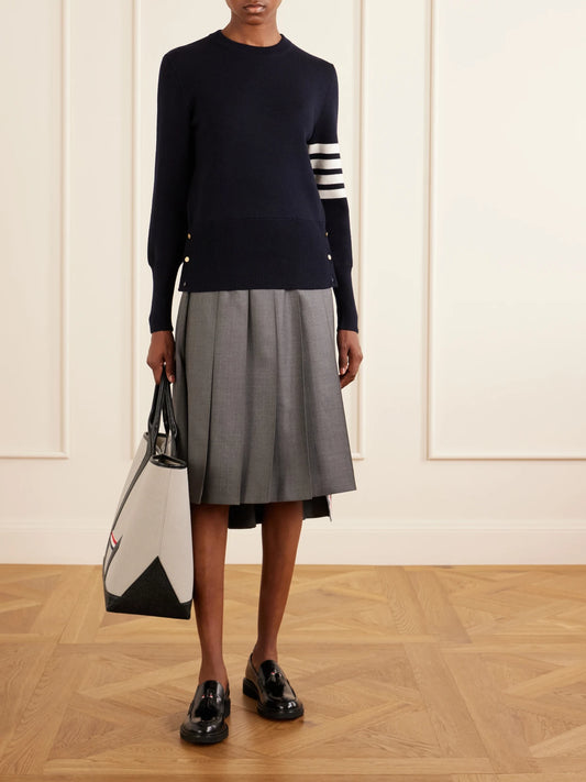Thom Browne Tool Leather And Grosgrain-trimmed Canvas Tote