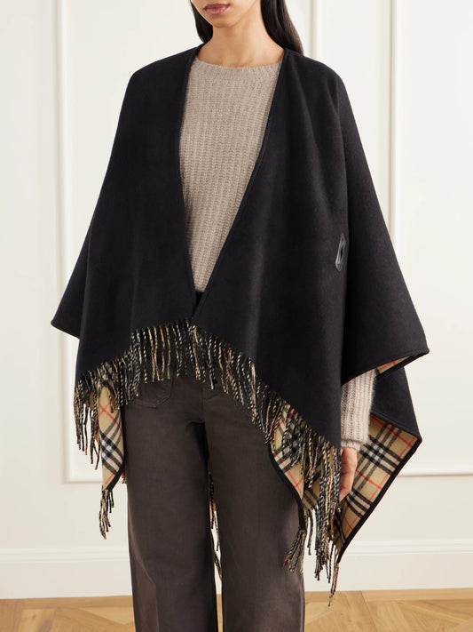 Burberry Belted Fringed Wool-felt Wrap