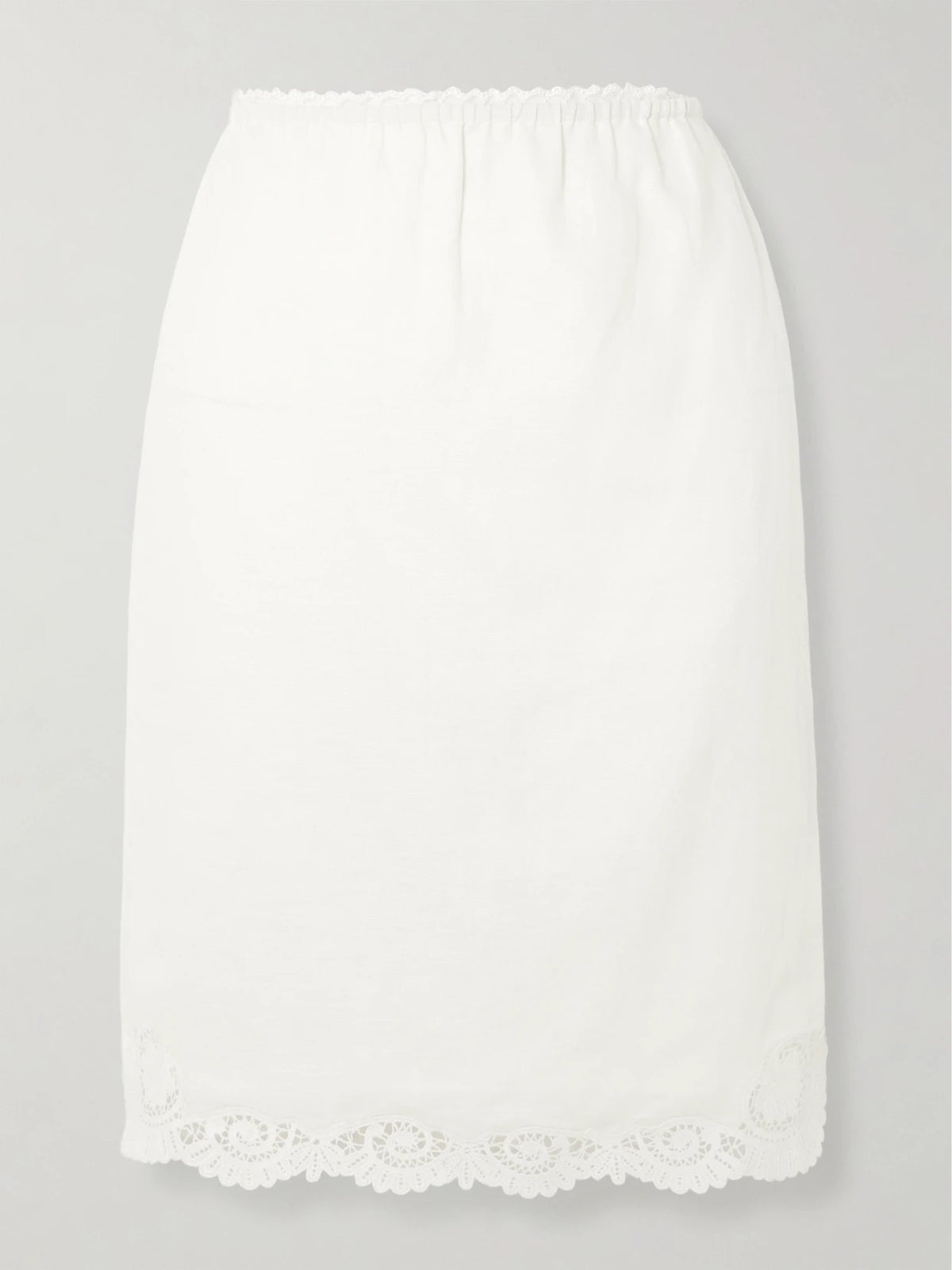 Posse Darya Lace-trimmed Linen And Cotton-blend Midi Skirt
