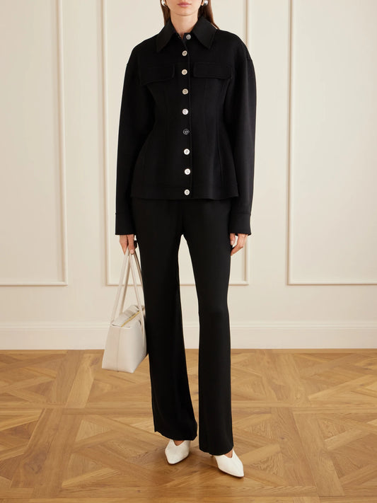 Image of Coats & Jackets. Product name - Arena Wool Coat in Black colour by brand - Sportmax