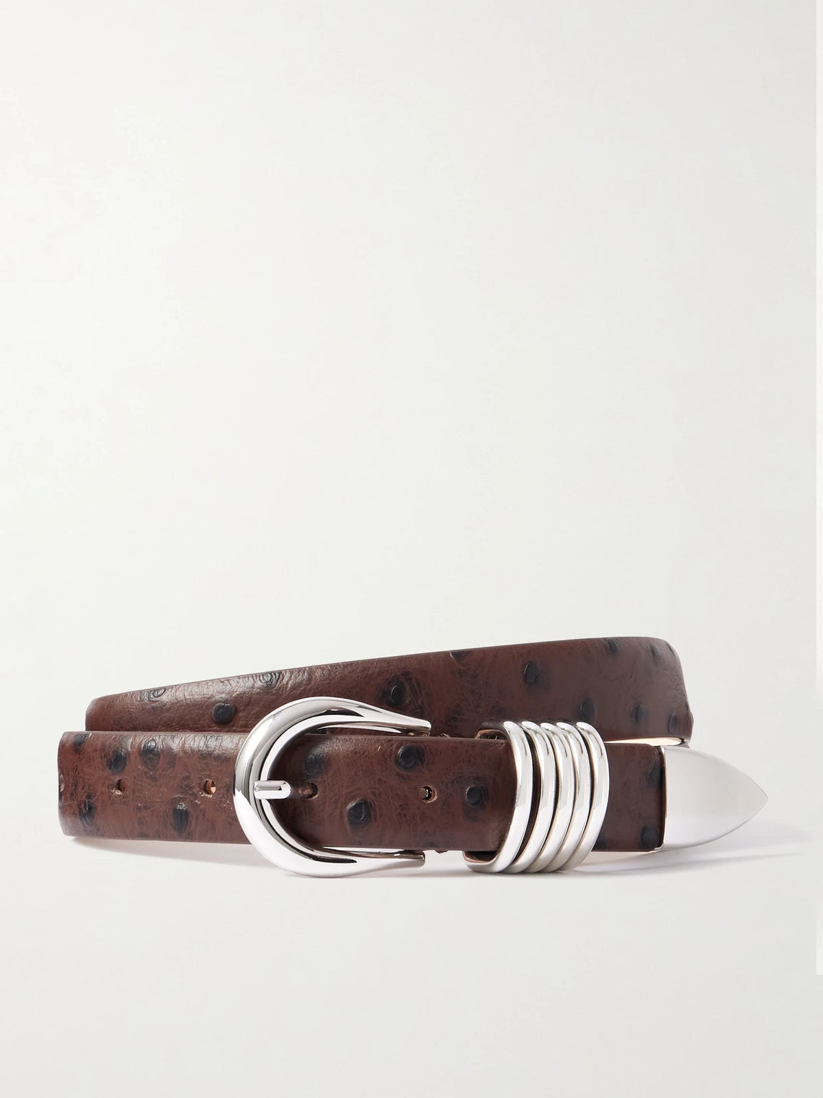 Hollyhock Ostrich-effect Leather Waist Belt