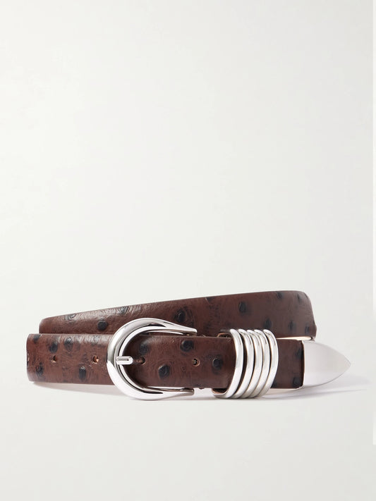 Déhanche Hollyhock Ostrich-effect Leather Waist Belt