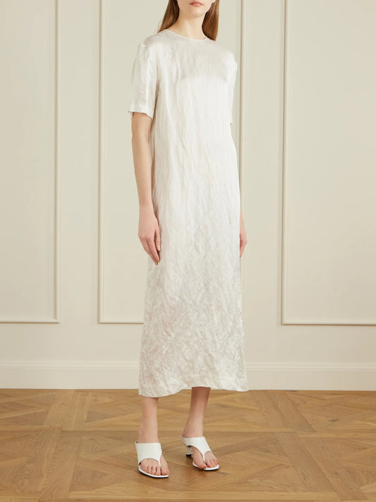 Image of Dresses. Product name - Webber Crinkled-voile Midi Dress in White colour by brand - KHAITE