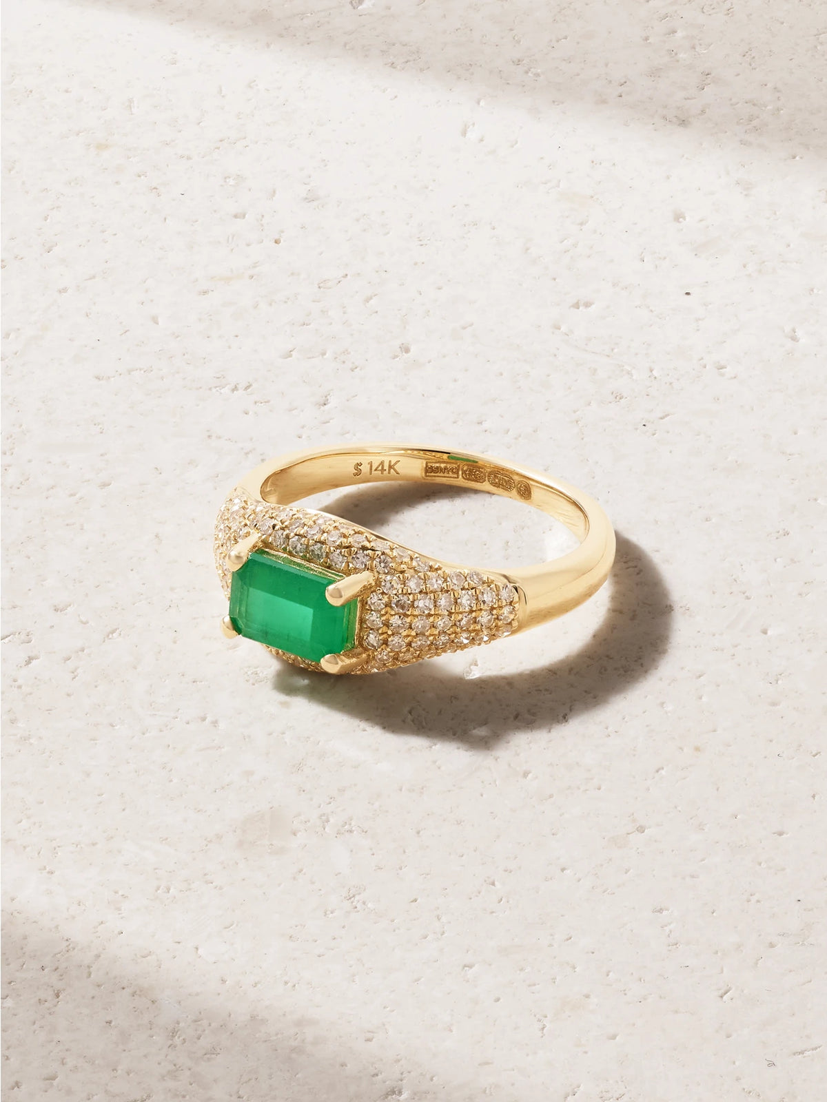 Claudia 14-karat Gold, Diamond And Emerald Signet Ring