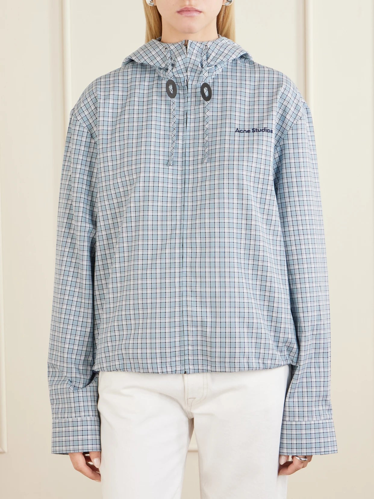 Ofass Summery Logo-embroidered Checked Cotton Jacket