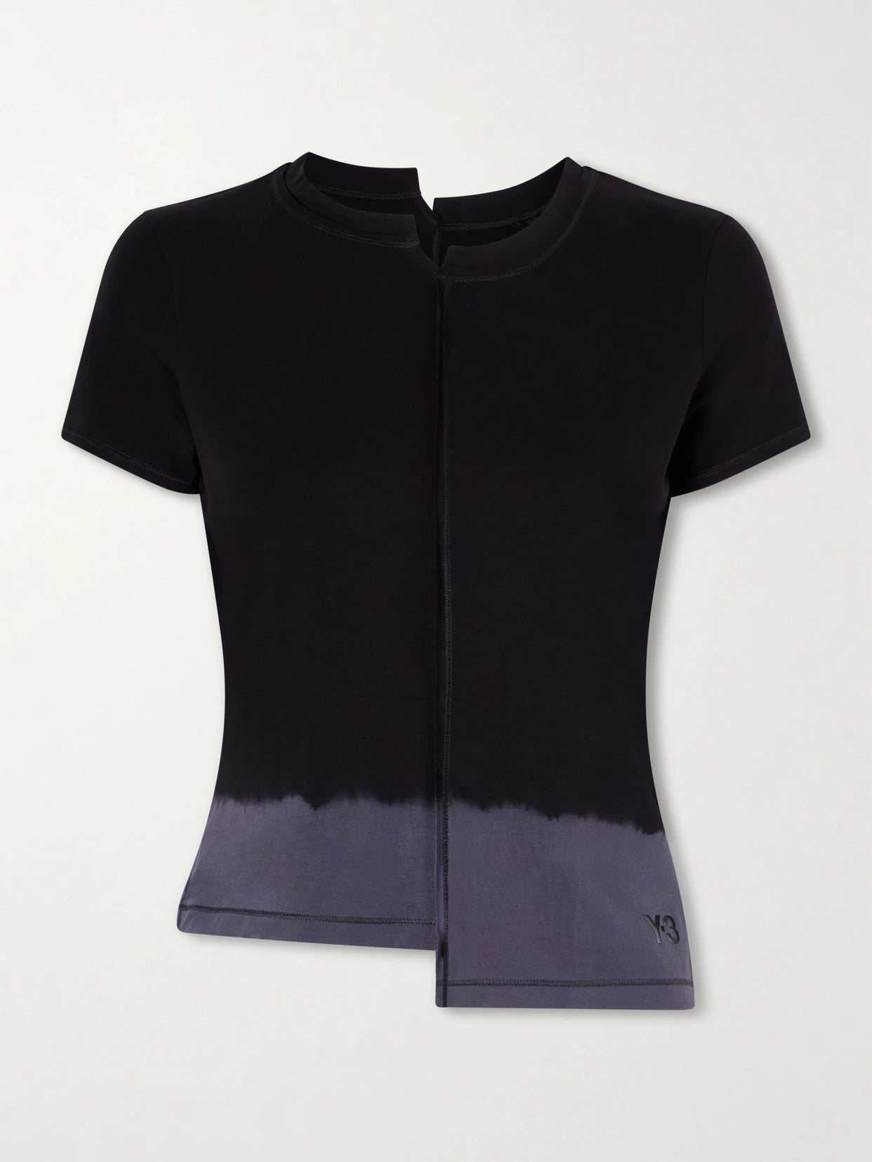 Image of T-Shirts. Product name - Asymmetric Two-tone Tencel Lyocell-blend Jersey T-shirt in Navy colour by brand - adidas Originals