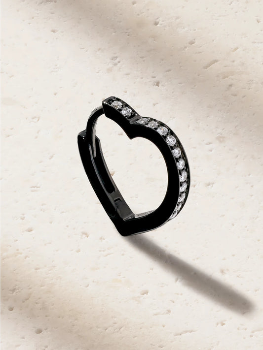 Antifer Heart Small 18-karat Black Gold Diamond Single Earring
