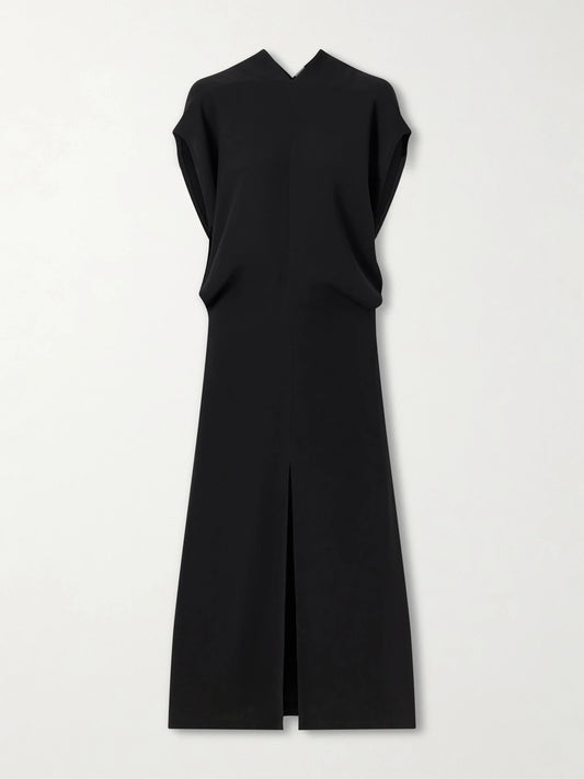 Image of Dresses. Product name - Jeyra Silk Midi Dress in Black colour by brand - The Row