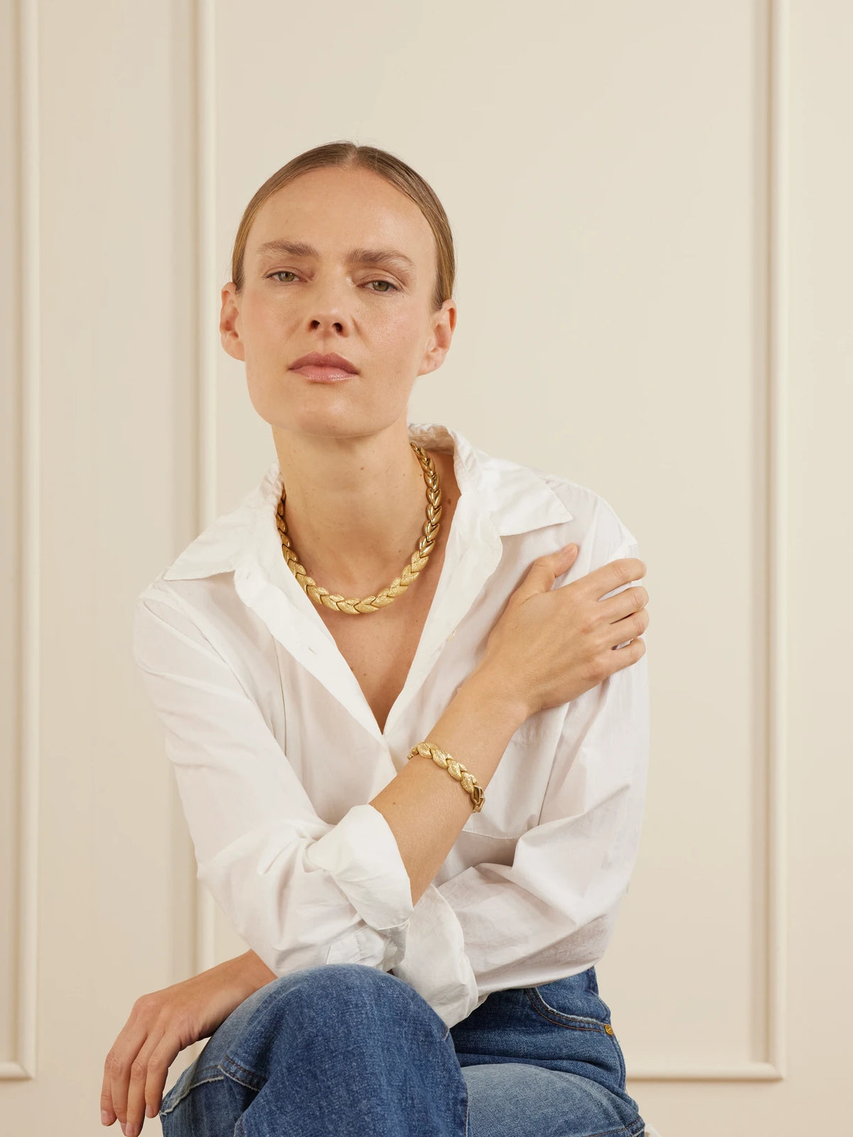 Image of Bracelets. Product name - Florentine Finish Everyday 18-karat Gold Bracelet in Multi colour by brand - Carolina Bucci