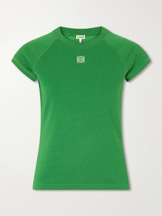 Anagram Embroidered Cotton-blend Jersey T-shirt