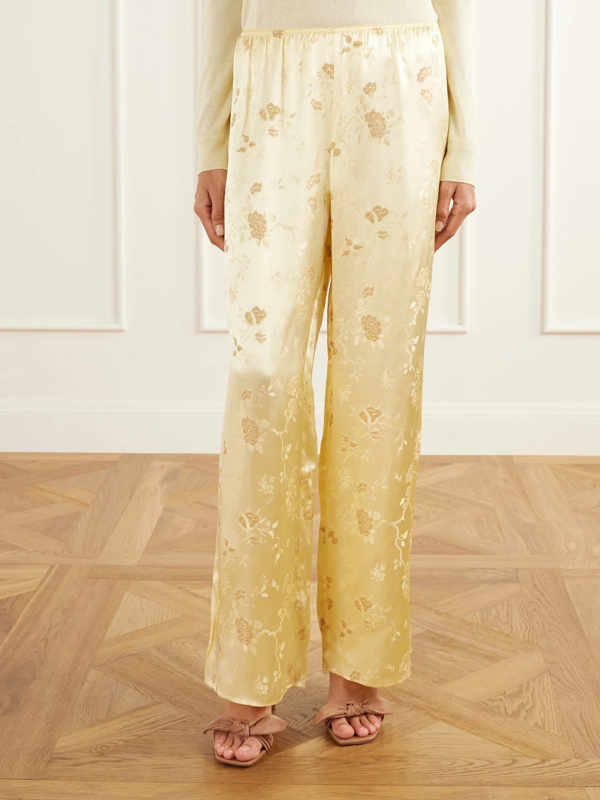 DÔEN Lavona Silk-jacquard Wide-leg Pants