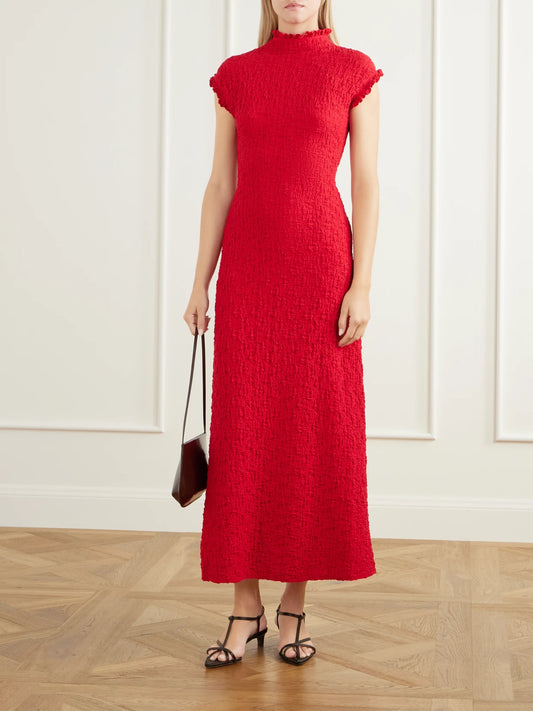 Image of Dresses. Product name - Cleo Cotton-blend Jacquard Midi Dress in Red colour by brand - Proenza Schouler White Label