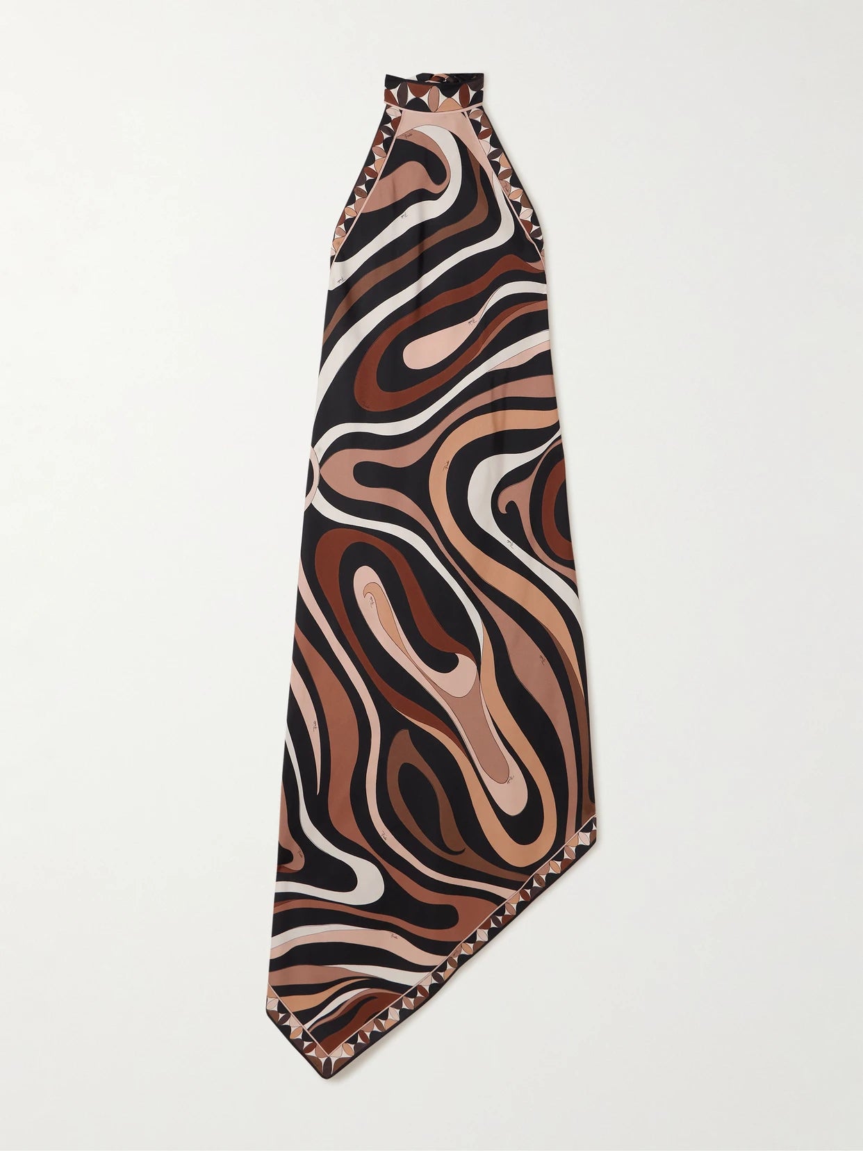 Marmo Asymmetric Printed Silk-twill Halterneck Dress