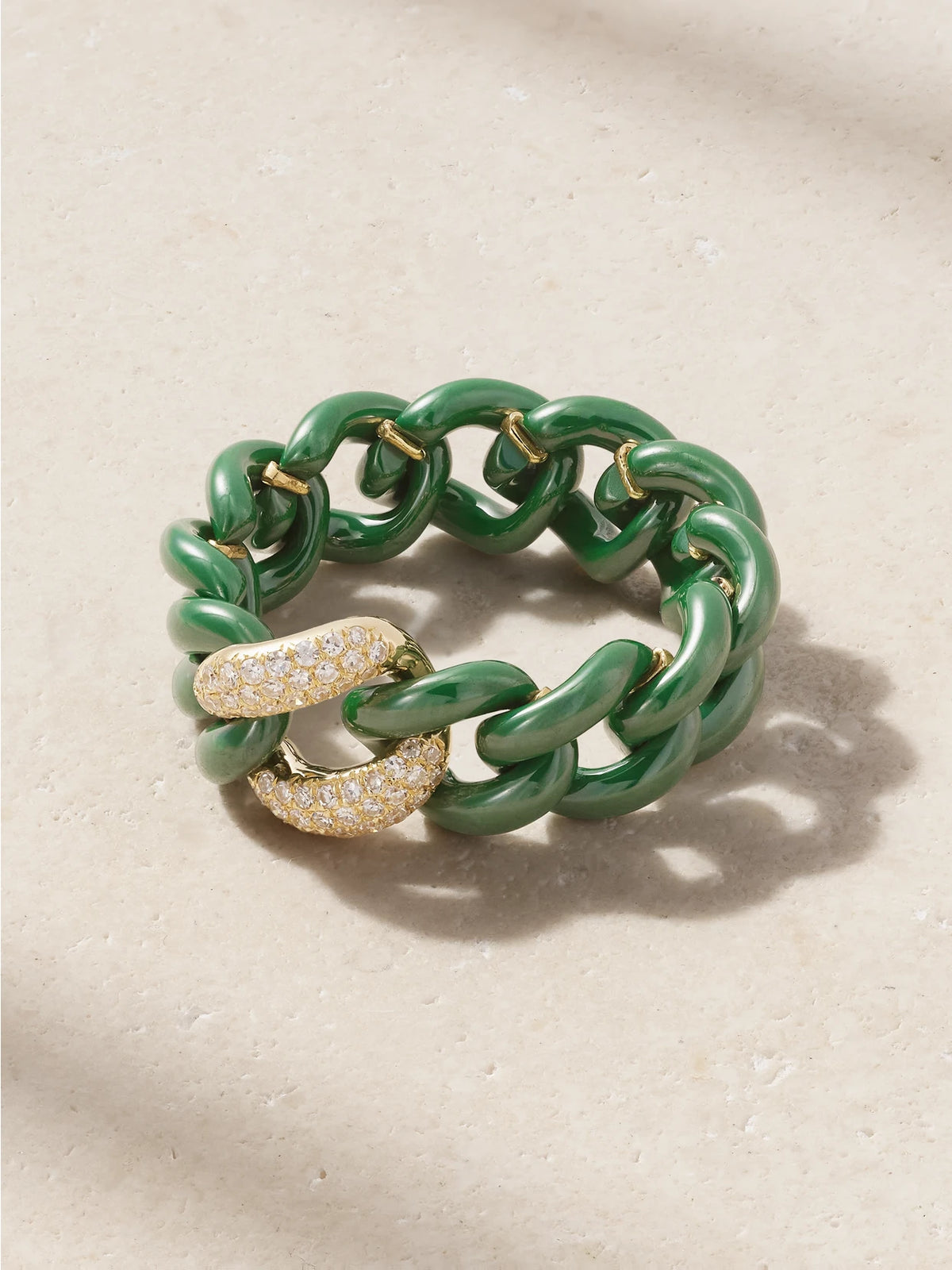 Medium Link 18-karat Gold, Diamond And Ceramic Ring
