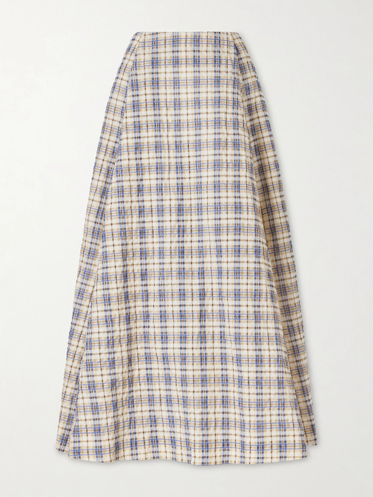 Checked Seersucker Maxi Skirt