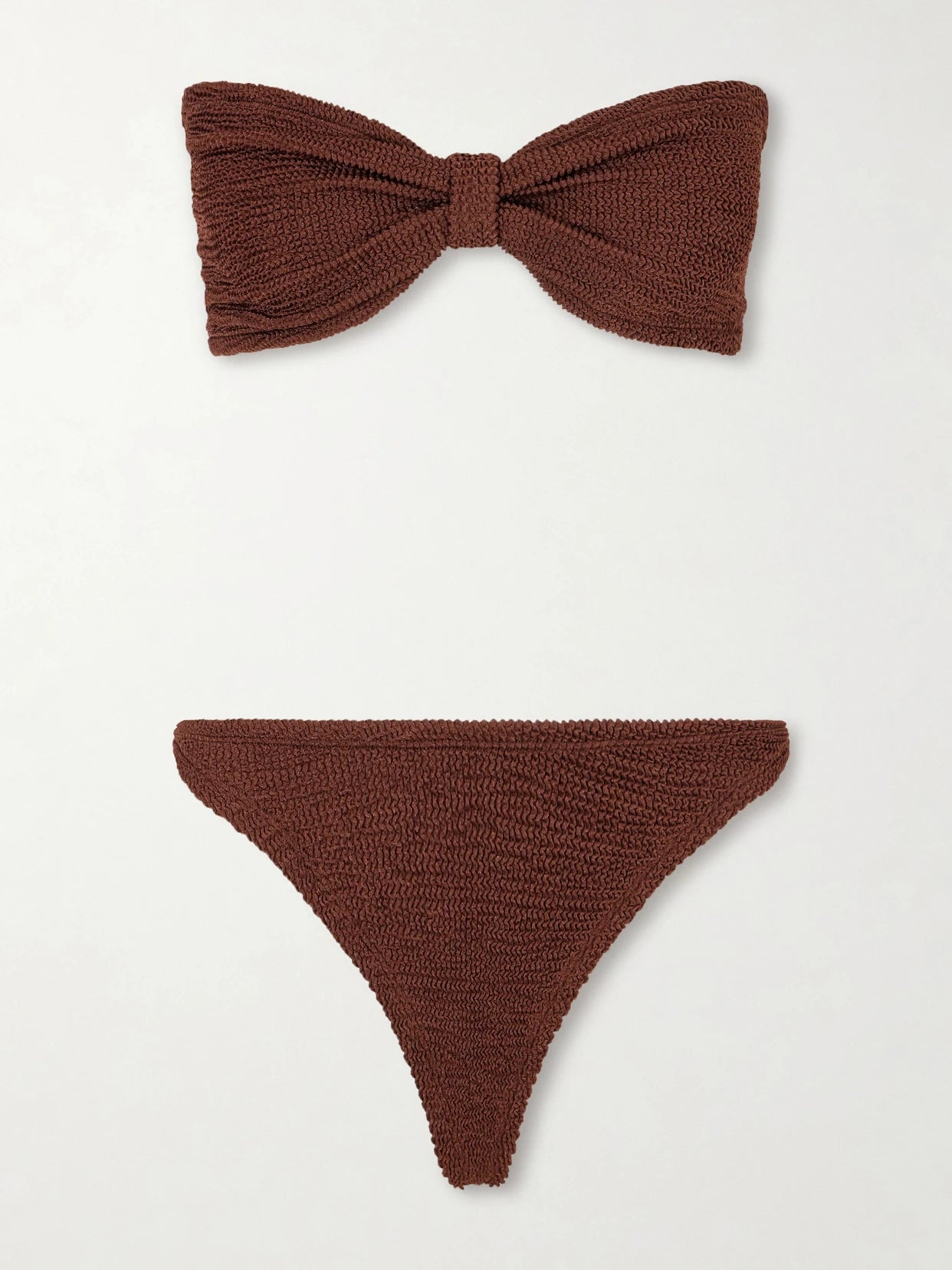 Image of Swimwear. Product name - Tina Original Crinkle Bikini in Chocolate colour by brand - Hunza G