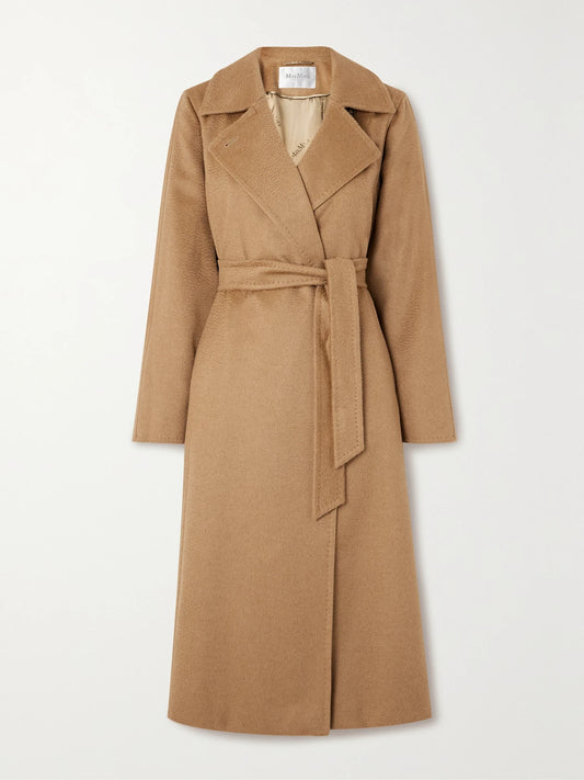 Image of Coats & Jackets. Product name - Manuela Icon Belted Camel Hair Coat in Multi colour by brand - Max Mara