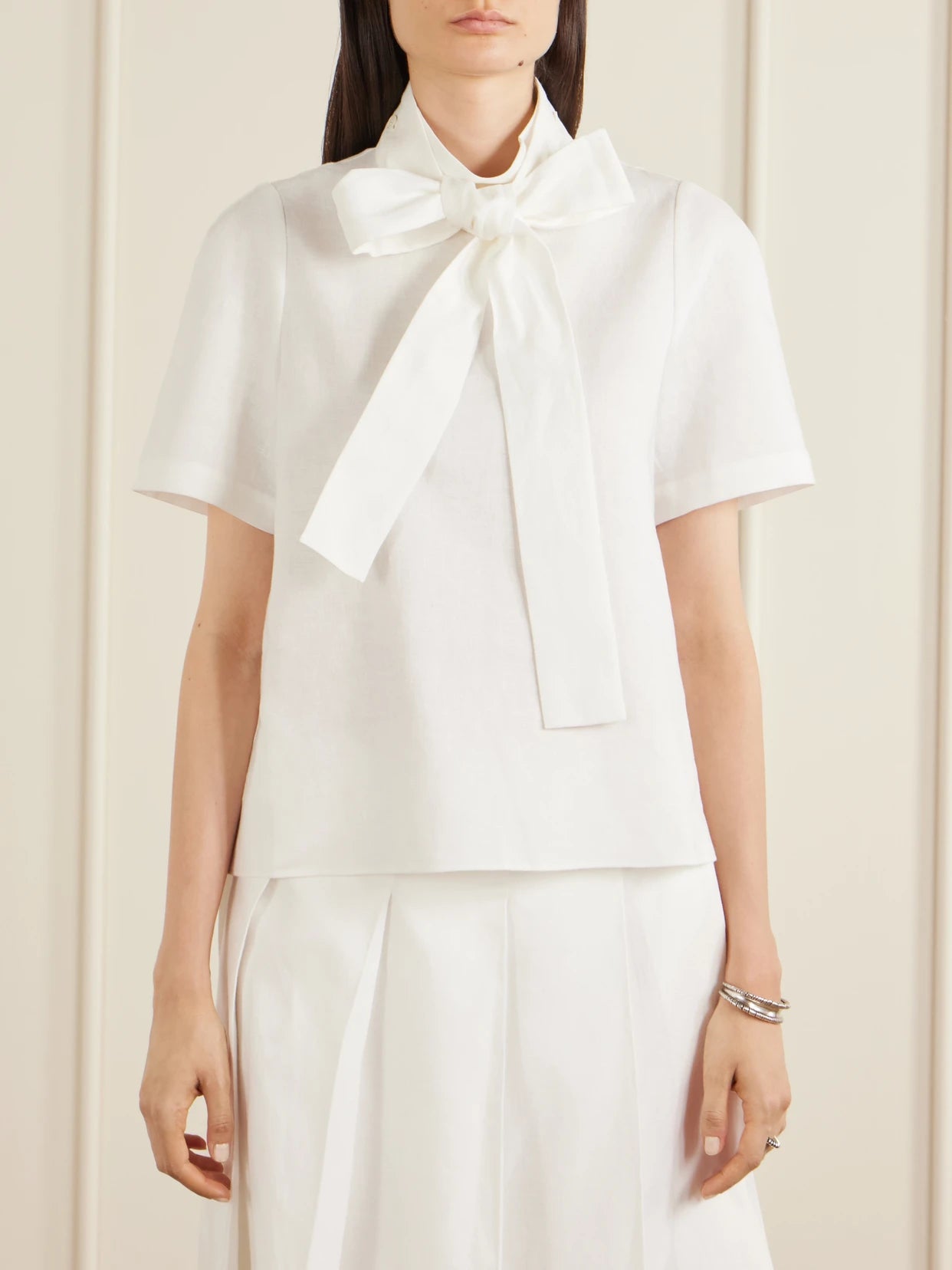 Bow-detailed Linen Blouse