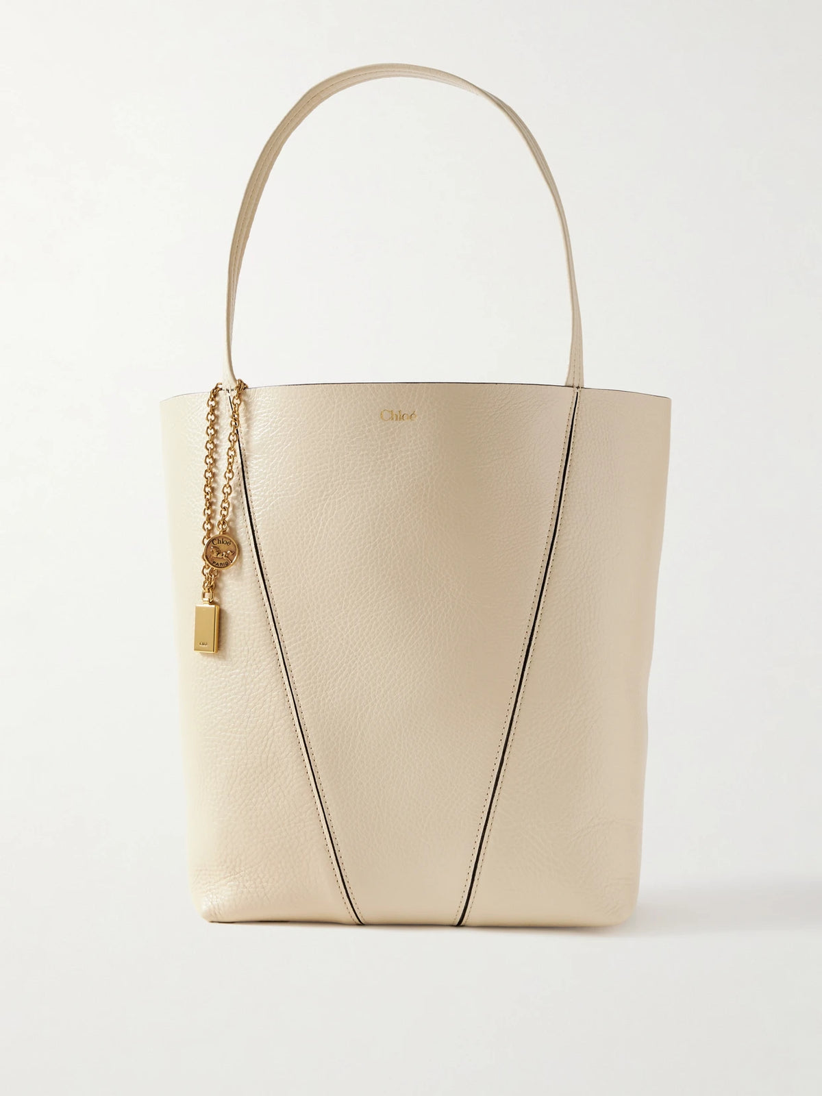 Spin Embellished Textured-leather Tote