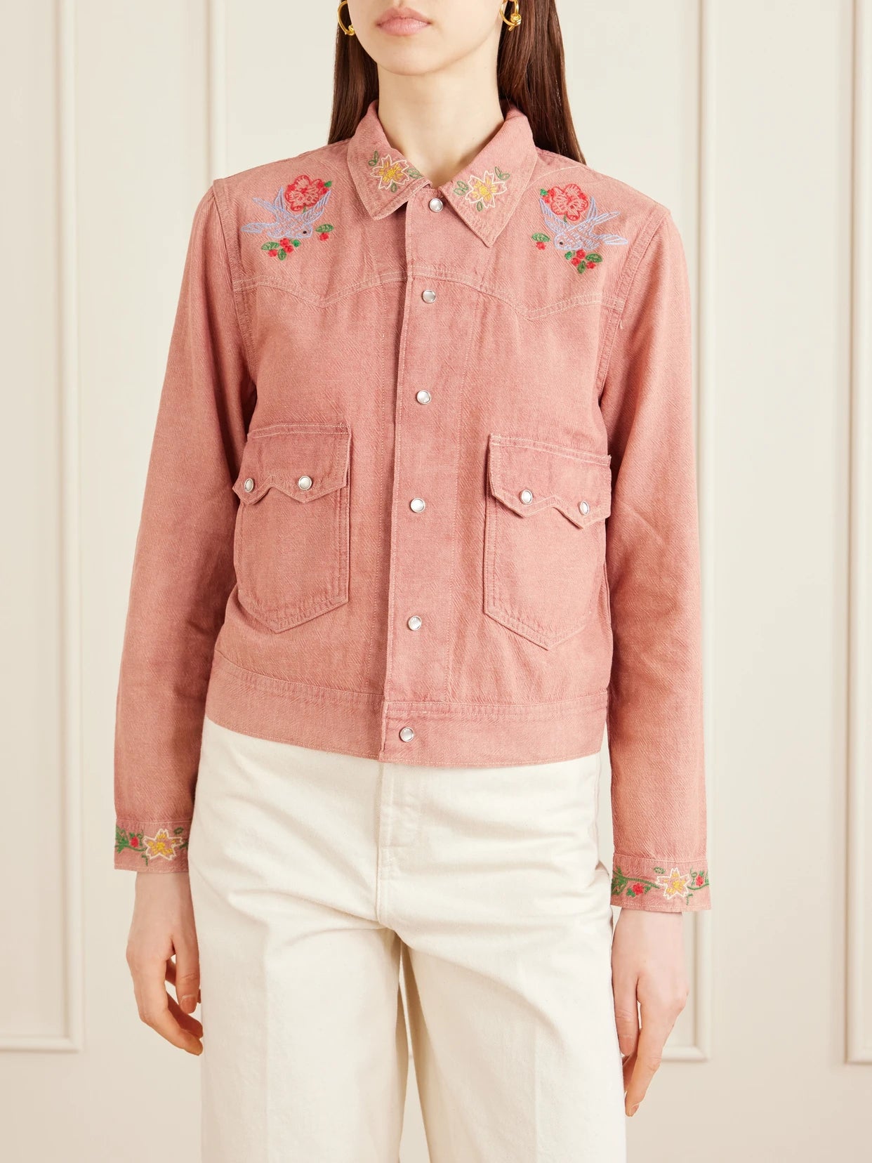 Billie Embroidered Cotton Linen Blend Shirt