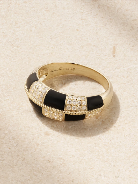 Alliance 9-karat Gold, Onyx And Diamond Ring