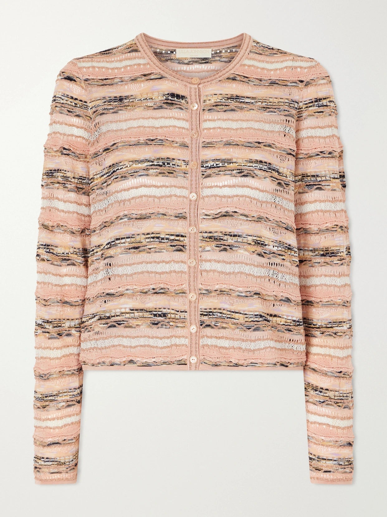 Mia Striped Pointelle-knit Cardigan