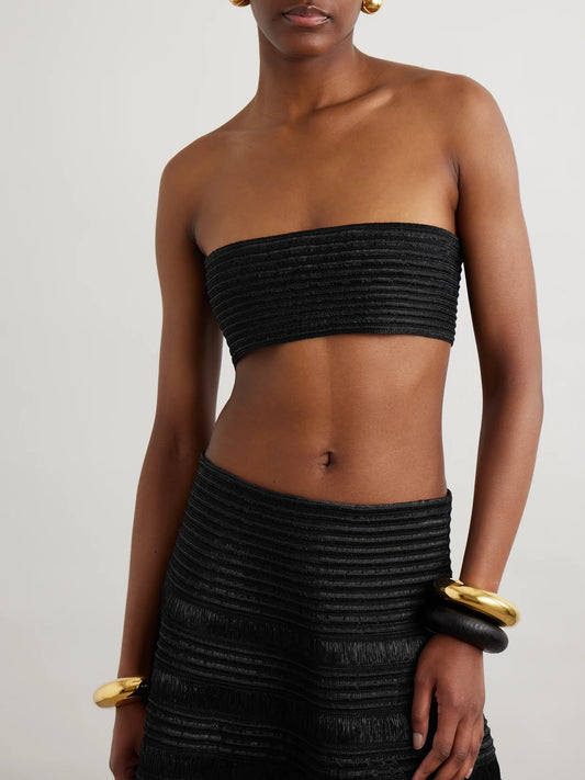 Cropped Ribbed-knit Bandeau Top