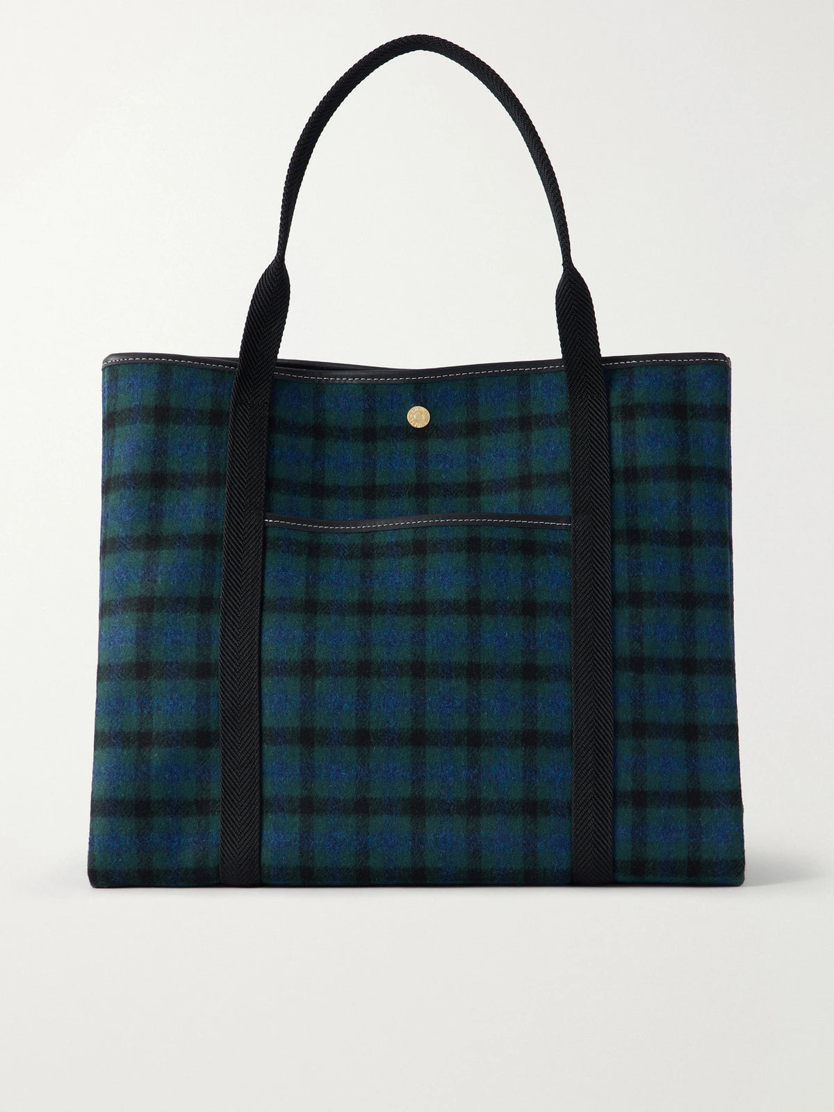 RUE de VERNEUIL Traversée Large Leather-trimmed Checked Canvas Tote